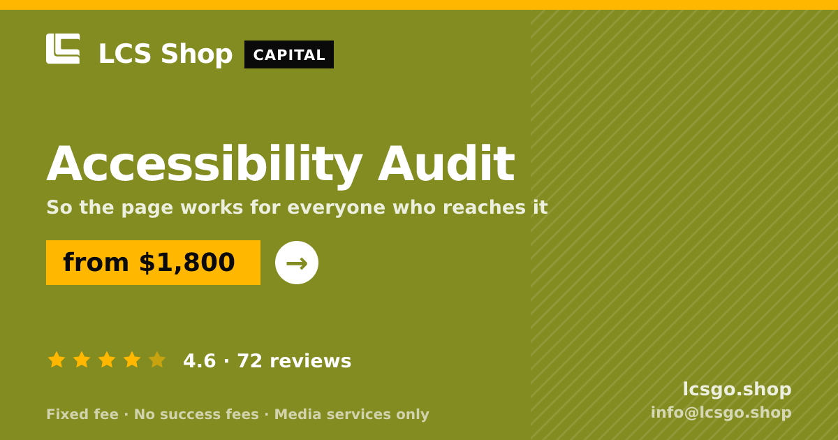Accessibility Audit — from $1,800, rated 4.6/5 across 72 reviews. LCS Shop.