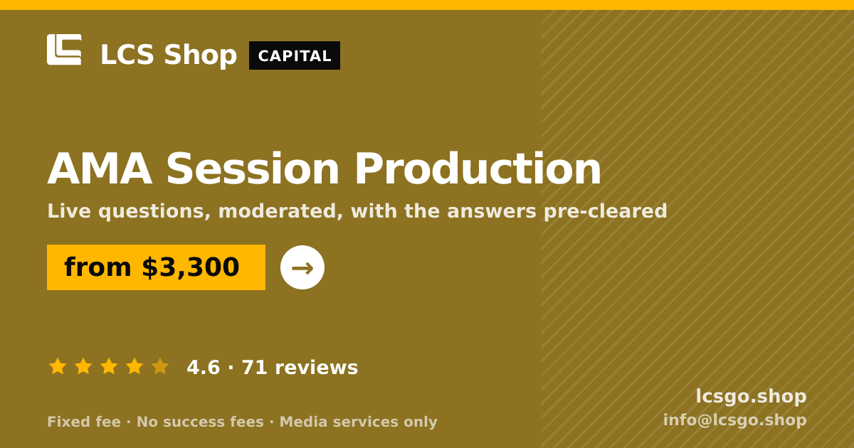 AMA Session Production — from $3,300, rated 4.6/5 across 71 reviews. LCS Shop.