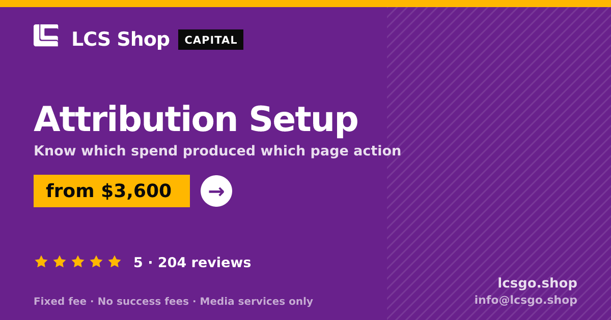 Attribution Setup — from $3,600, rated 5/5 across 204 reviews. LCS Shop.