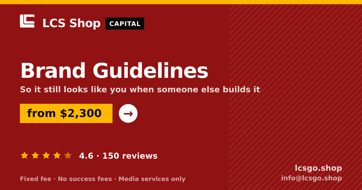 Brand Guidelines — from $2,300, rated 4.6/5 across 150 reviews. LCS Shop.