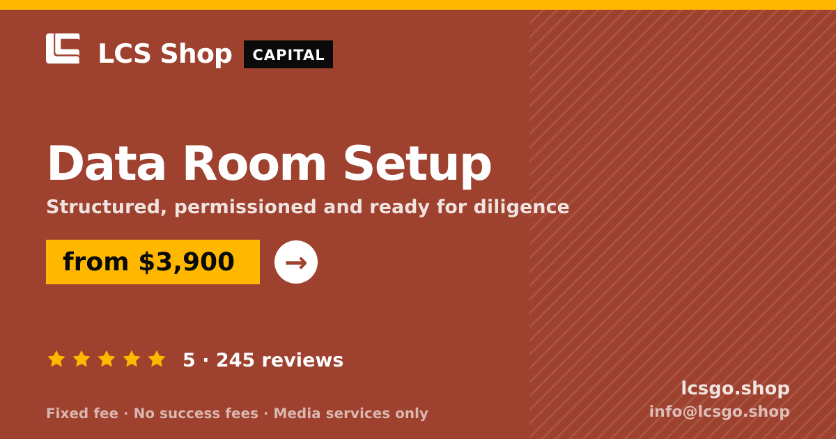 Data Room Setup — from $3,900, rated 5/5 across 245 reviews. LCS Shop.