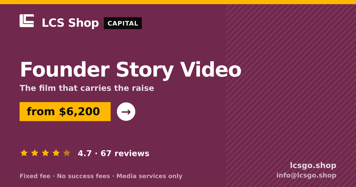 Founder Story Video — from $6,200, rated 4.7/5 across 67 reviews. LCS Shop.