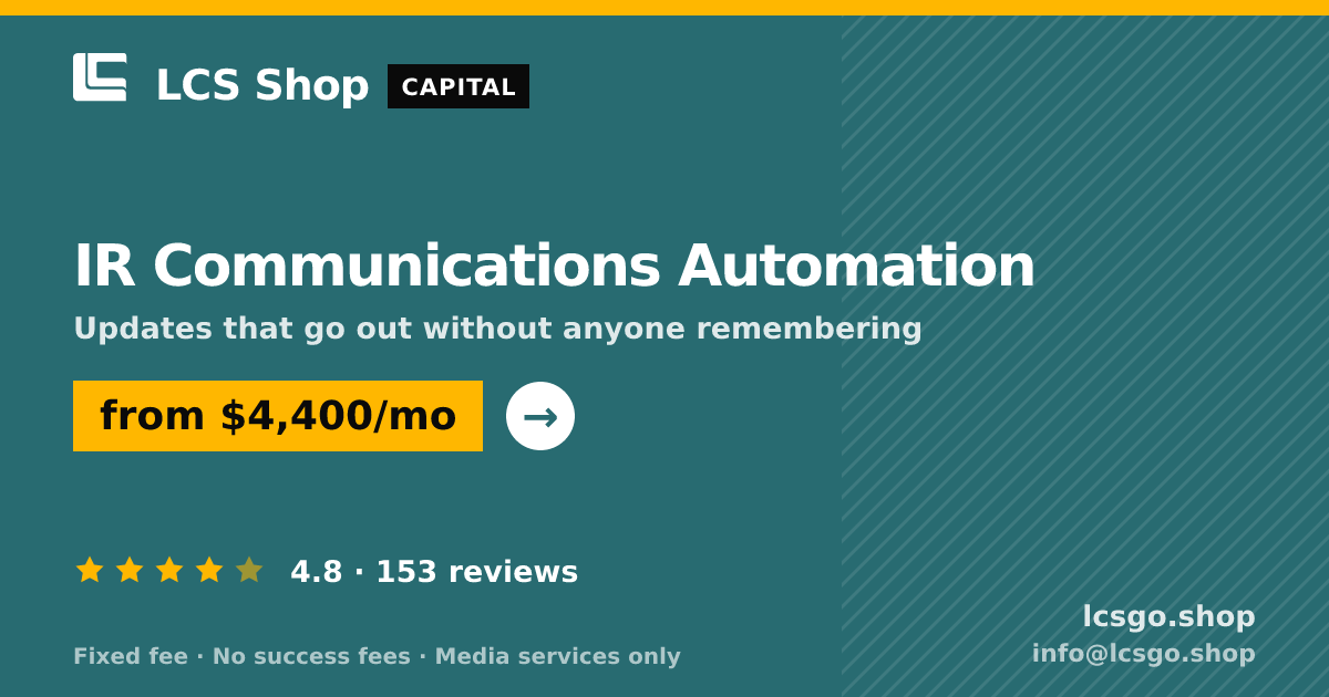 IR Communications Automation — from $4,400/mo, rated 4.8/5 across 153 reviews. LCS Shop.