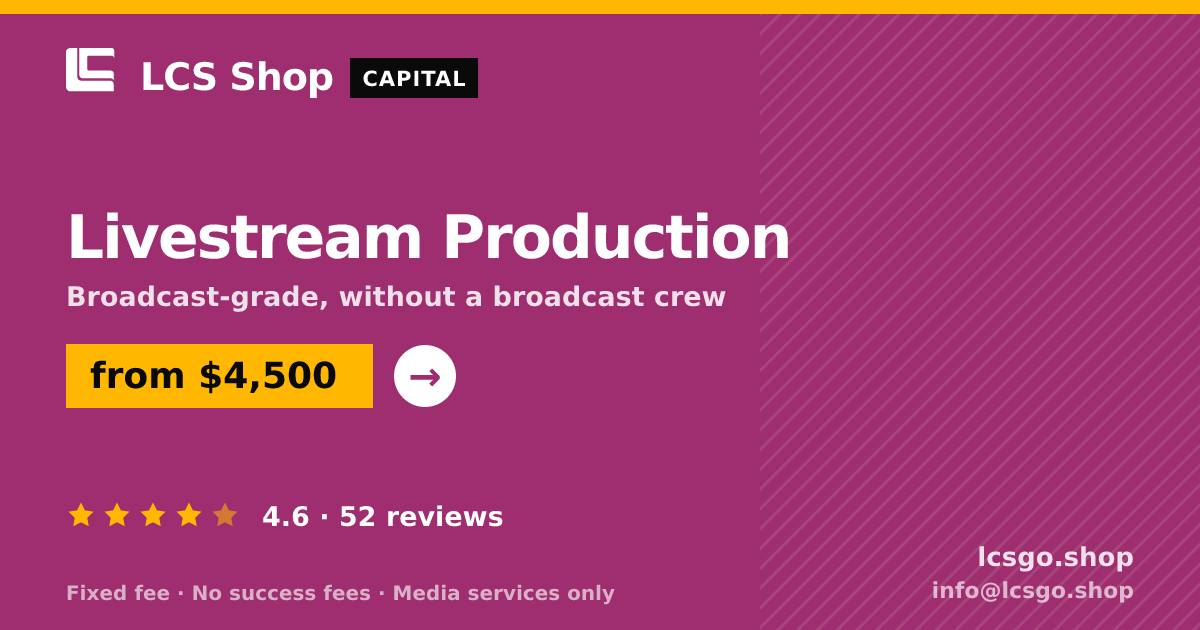 Livestream Production — from $4,500, rated 4.6/5 across 52 reviews. LCS Shop.