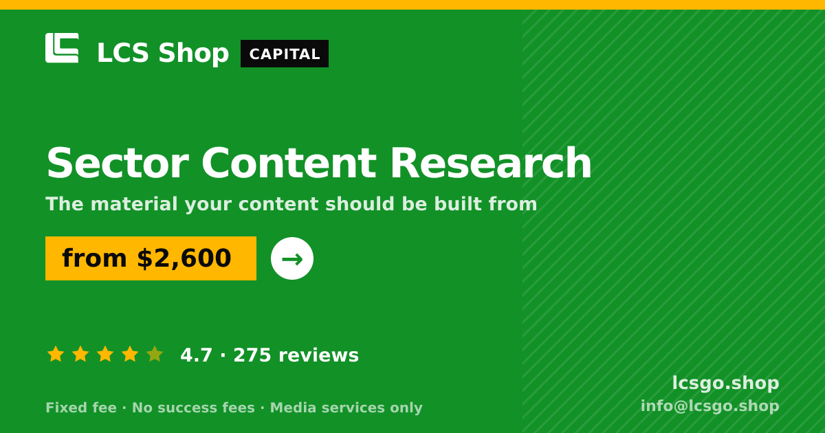 Sector Content Research — from $2,600, rated 4.7/5 across 275 reviews. LCS Shop.